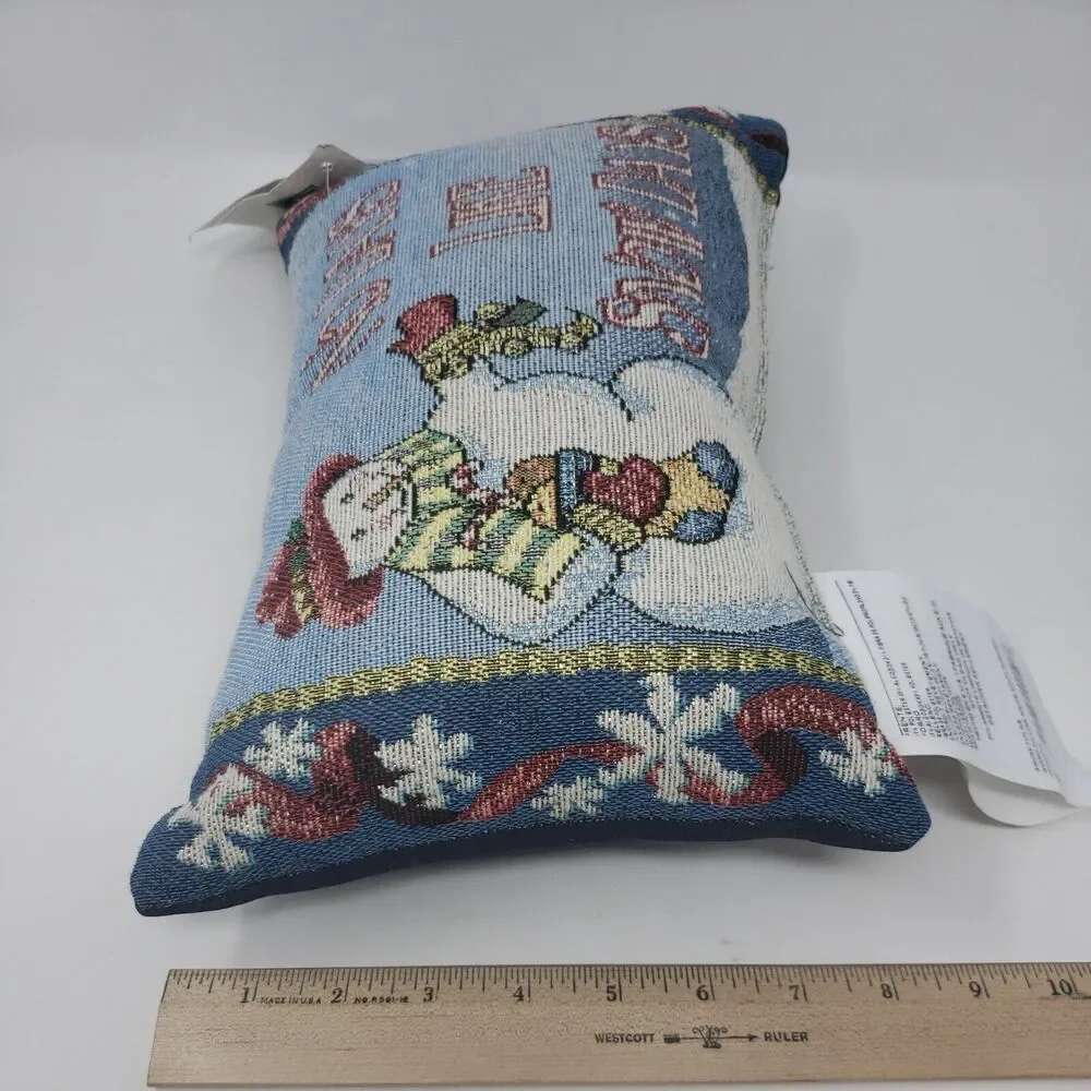 Jacquard Woven Snowman Pillow with Tags *NO MUSIC SEE DESCRIPTION* Made in USA